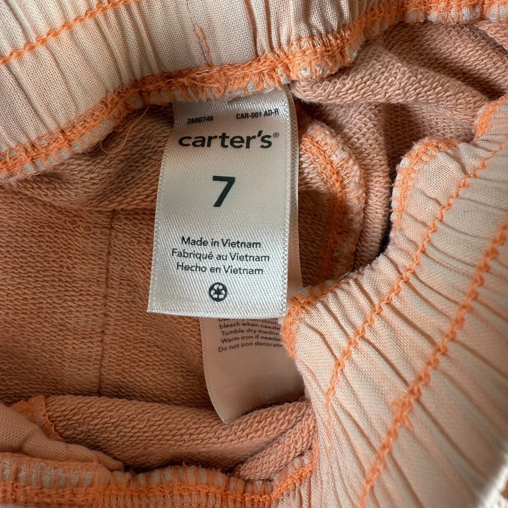 Carters Boys Drawstring Pull On Shorts‎ Peach Orange Youth Size 8 Pockets Cotton